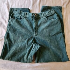 Vintage Lee Jeans Womens 18 Green Denim High Rise Tapered Union Made USA‎ 90s